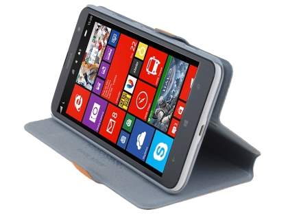 Slim Genuine Leather Portfolio Case for Nokia Lumia 1320 - Orange