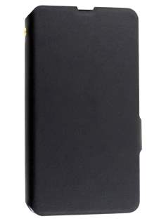Slim Genuine Leather Portfolio Case for Nokia Lumia 1320 - Classic Black