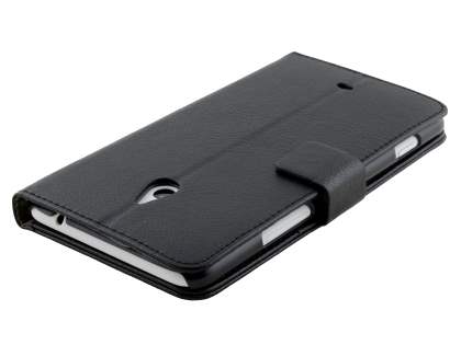 Synthetic Leather Wallet Case with Stand for Nokia Lumia 1320 - Classic Black