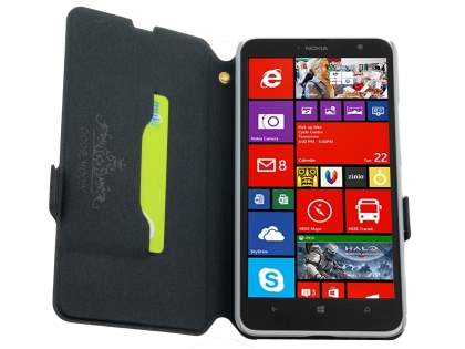 Slim Genuine Leather Portfolio Case for Nokia Lumia 1320 - Classic Black