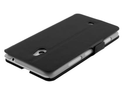 Slim Genuine Leather Portfolio Case for Nokia Lumia 1320 - Classic Black