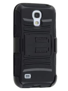 Rugged Case with Holster Belt Clip for Samsung I9195T Galaxy S4 mini - Classic Black Impact Case