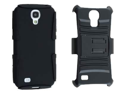Rugged Case with Holster Belt Clip for Samsung I9195T Galaxy S4 mini - Classic Black