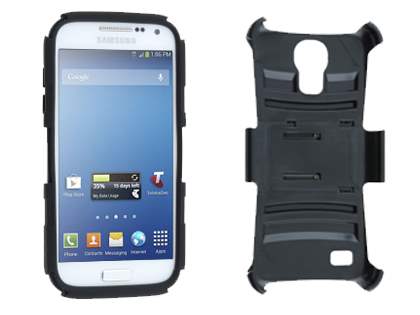 Rugged Case with Holster Belt Clip for Samsung I9195T Galaxy S4 mini - Classic Black