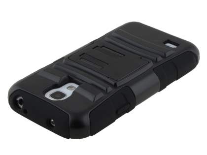 Rugged Case with Holster Belt Clip for Samsung I9195T Galaxy S4 mini - Classic Black