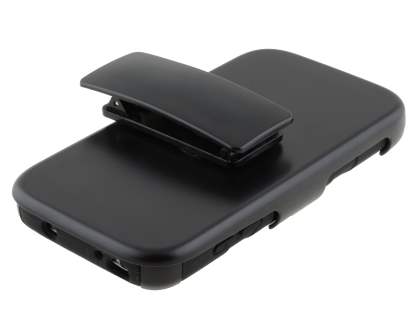 Rugged Case with Holster Belt Clip for Samsung I9195T Galaxy S4 mini - Classic Black