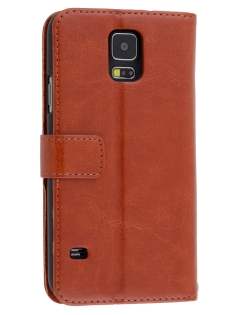 Synthetic Leather Wallet Case with Stand for Samsung Galaxy S5 - Brown Synthetic Leather Wallet Case with Stand for Samsung Galaxy S5 - Brown