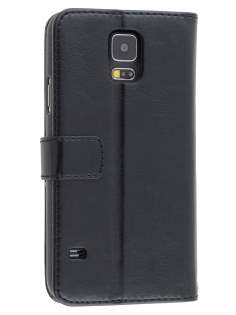 Synthetic Leather Wallet Case with Stand for Samsung Galaxy S5 - Classic Black Synthetic Leather Wallet Case with Stand for Samsung Galaxy S5 - Classic Black