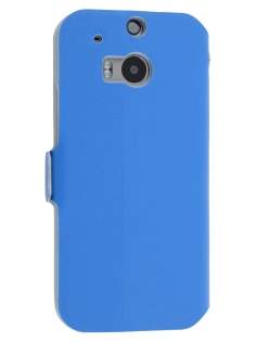 Slim Genuine Leather Portfolio Case for HTC One M8 - Blue Leather Wallet Case