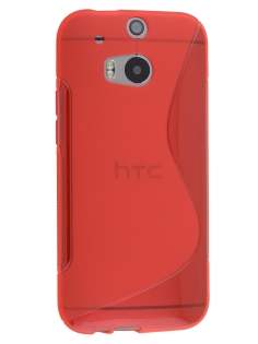 Wave Case for HTC One M8 - Frosted Red/Red Soft Cover