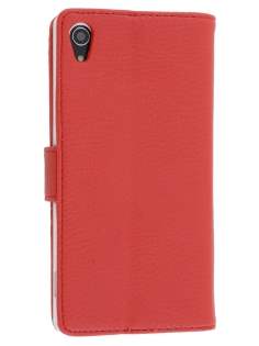 Synthetic Leather Wallet Case with Stand for Sony Xperia Z2 - Red Leather Wallet Case