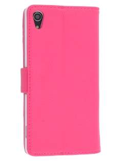 Synthetic Leather Wallet Case with Stand for Sony Xperia Z2 - Hot Pink Leather Wallet Case