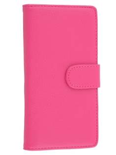 Synthetic Leather Wallet Case with Stand for Sony Xperia Z2 - Hot Pink