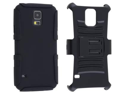 Samsung Galaxy S5 Rugged Case with Holster Belt Clip - Classic Black