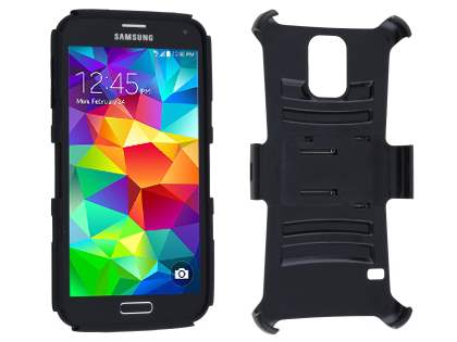 Samsung Galaxy S5 Rugged Case with Holster Belt Clip - Classic Black