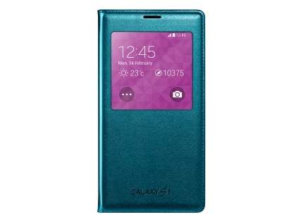 Genuine Samsung Galaxy S5 S-View Premium Cover Case - Teal Genuine Samsung Galaxy S5 S-View Premium Cover Case - Teal