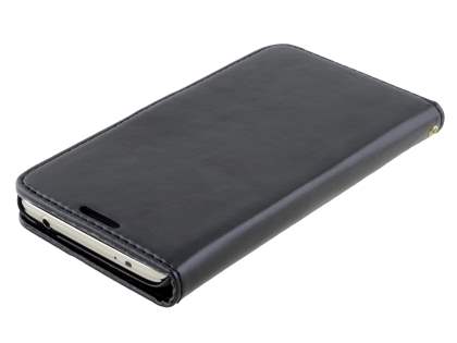 Synthetic Leather Wallet Case with Stand for Samsung Galaxy S5 - Classic Black