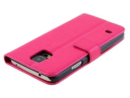 Synthetic Leather Wallet Case with Stand for Samsung Galaxy S5 - Pink