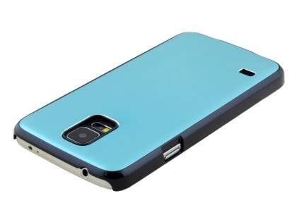 Brushed Aluminium Case for Samsung Galaxy S5 - Baby Blue/Black