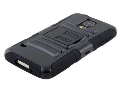 Samsung Galaxy S5 Rugged Case with Holster Belt Clip - Classic Black
