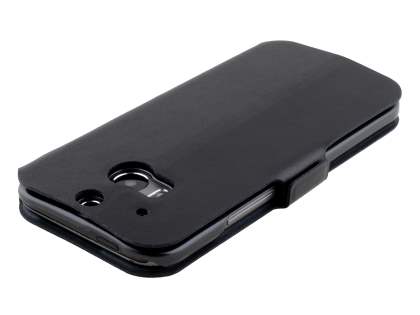 Slim Genuine Leather Portfolio Case for HTC One M8 - Classic Black