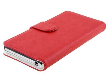 Synthetic Leather Wallet Case with Stand for Sony Xperia Z2 - Red