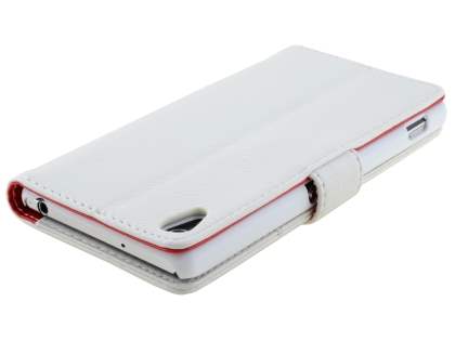 Synthetic Leather Wallet Case with Stand for Sony Xperia Z2 - Pearl White