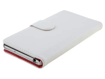 Synthetic Leather Wallet Case with Stand for Sony Xperia Z2 - Pearl White