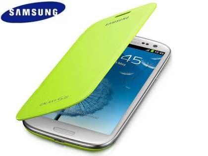 Genuine Samsung Flip Cover for Samsung I9300 Galaxy S3 - Mint Leather Wallet Case