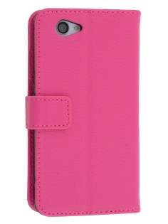 Synthetic Leather Wallet Case with Stand for Sony Xperia Z1 Compact - Pink Leather Wallet Case
