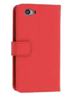 Synthetic Leather Wallet Case with Stand for Sony Xperia Z1 Compact - Red Leather Wallet Case