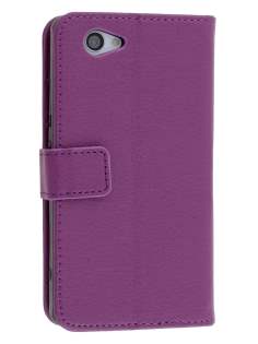 Synthetic Leather Wallet Case with Stand for Sony Xperia Z1 Compact - Purple Leather Wallet Case