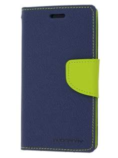 Mercury Goospery Colour Fancy Diary Case with Stand for Sony Xperia Z1 Compact - Navy/Lime Leather Wallet Case