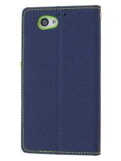 Mercury Goospery Colour Fancy Diary Case with Stand for Sony Xperia Z1 Compact - Navy/Lime