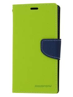 Mercury Goospery Colour Fancy Diary Case with Stand for Sony Xperia Z1 - Lime/Navy Leather Wallet Case