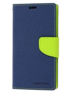 Mercury Goospery Colour Fancy Diary Case with Stand for Sony Xperia Z1 - Mint/Navy Leather Wallet Case