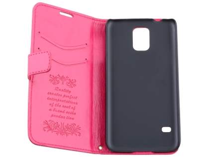Synthetic Leather Wallet Case with Stand for Samsung Galaxy S5 - Pink