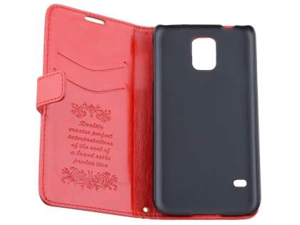 Synthetic Leather Wallet Case with Stand for Samsung Galaxy S5 - Red
