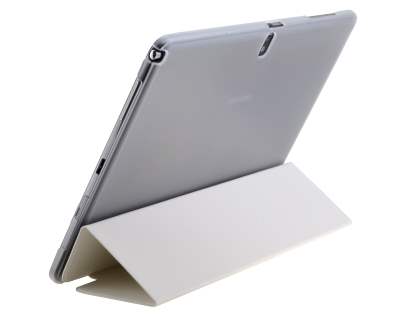 Book-Style Case with Stand for Samsung Galaxy Tab Pro 10.1 - White/Frosted Clear Leather Flip Case