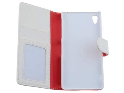 Synthetic Leather Wallet Case with Stand for Sony Xperia Z2 - Pearl White