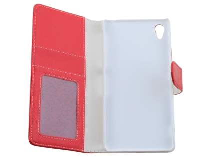 Synthetic Leather Wallet Case with Stand for Sony Xperia Z2 - Red