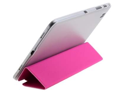 Book-Style Case with Stand for Samsung Galaxy Tab Pro 8.4 - Hot Pink/Frosted Clear Leather Flip Case