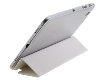 Book-Style Case with Stand for Samsung Galaxy Tab Pro 8.4 - White/Frosted Clear Leather Flip Case