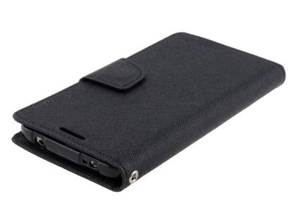 Mercury Goospery Colour Fancy Diary Case with Stand for Samsung Galaxy S5 - Classic Black