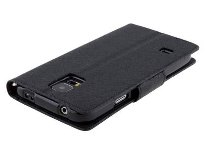 Mercury Goospery Colour Fancy Diary Case with Stand for Samsung Galaxy S5 - Classic Black