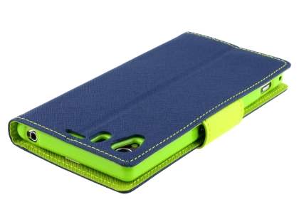 Mercury Goospery Colour Fancy Diary Case with Stand for Sony Xperia Z1 - Mint/Navy