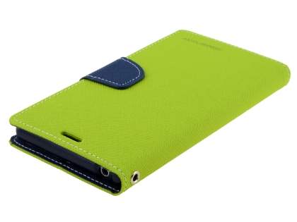 Mercury Goospery Colour Fancy Diary Case with Stand for Sony Xperia Z1 - Lime/Navy