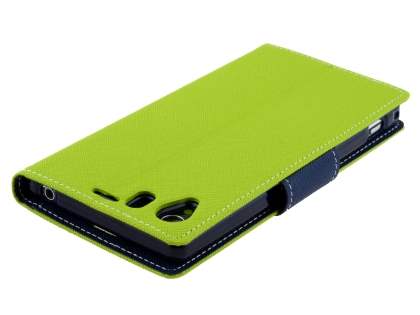 Mercury Goospery Colour Fancy Diary Case with Stand for Sony Xperia Z1 - Lime/Navy