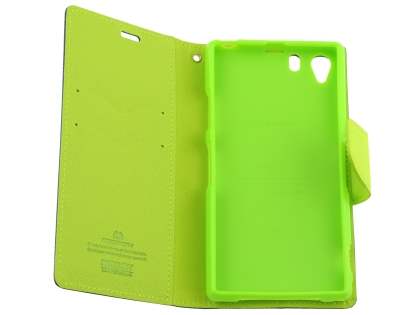 Mercury Goospery Colour Fancy Diary Case with Stand for Sony Xperia Z1 - Mint/Navy