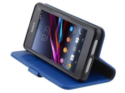 Synthetic Leather Wallet Case with Stand for Sony Xperia Z1 Compact - Blue